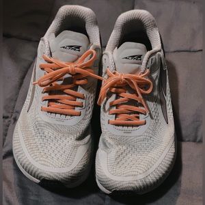 Altra light blue and coral athletic shoes!! Very comfortable with wide toe box!!